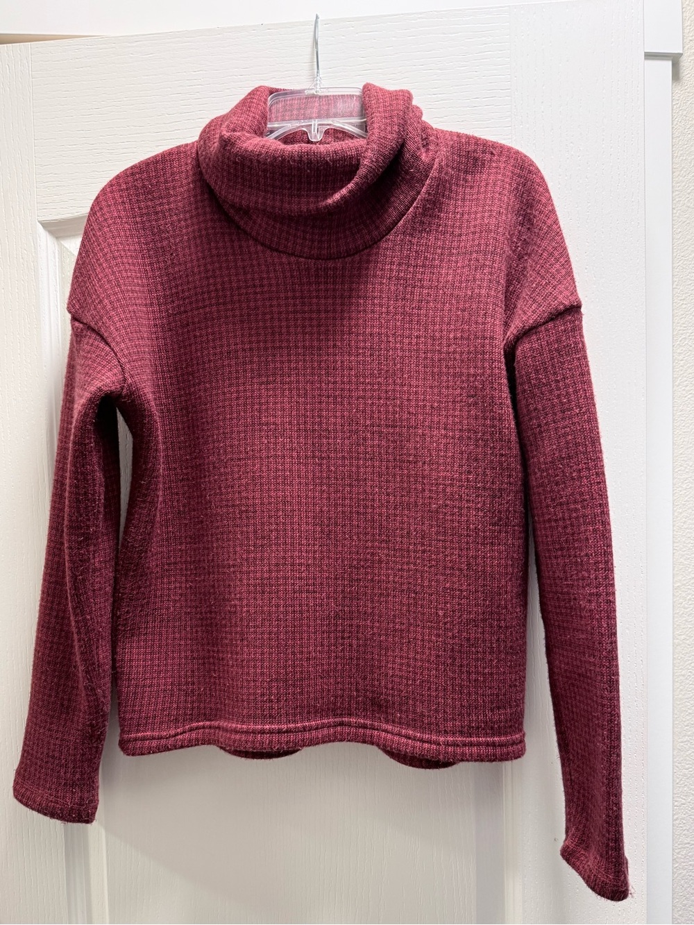 Columbia Women's Burgundy Turtleneck Waffle Pattern Sweater